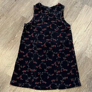 McKids 100% Cotton Black Red Floral Velvet Sleeveless Dress Girl’s Size 6